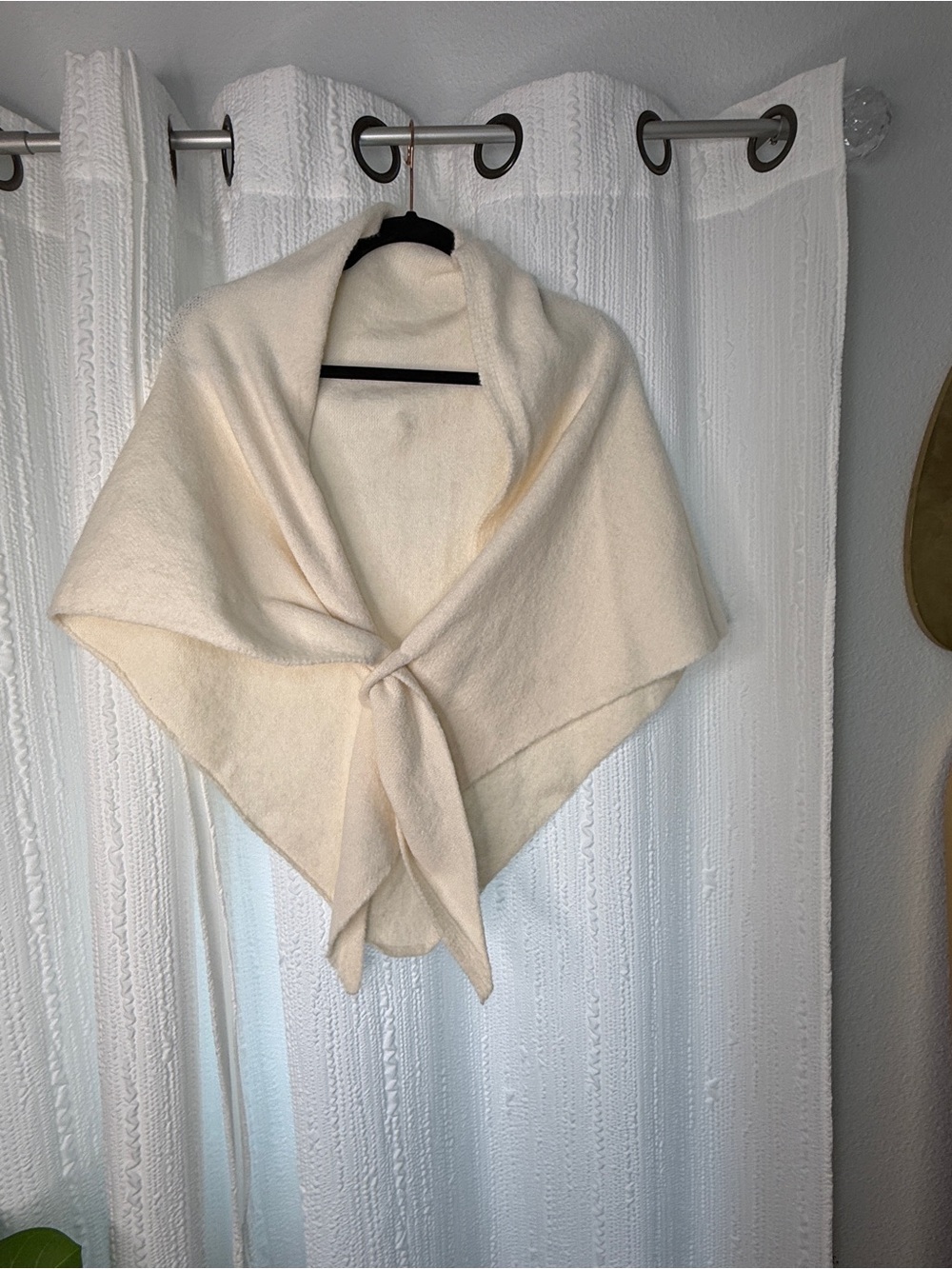 Cream Knit Tie-Front Women's Sweater Wrap